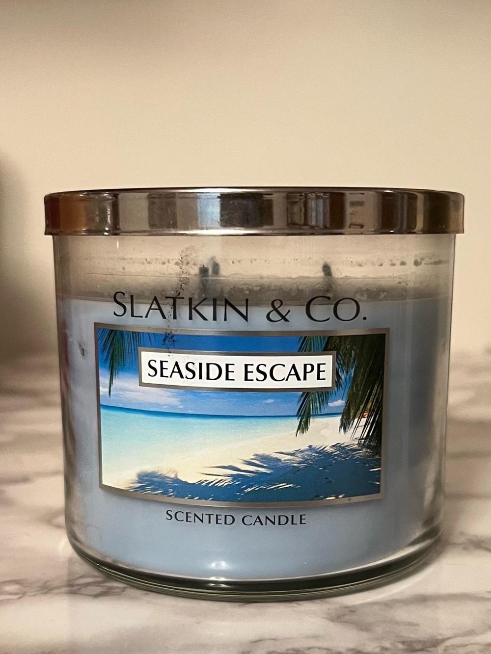 Slatkin & Co Seaside Escape Three Wick 14.5 oz Jar Candle Older Label ~90%